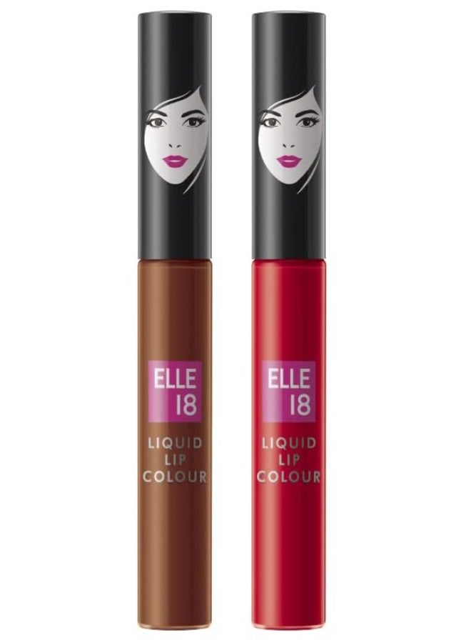 Elle 18 Liquid Lip Color Rhubarb red 5.6ml& Lipstick Nutty Latte (Matte) 5.6ml - Image 1